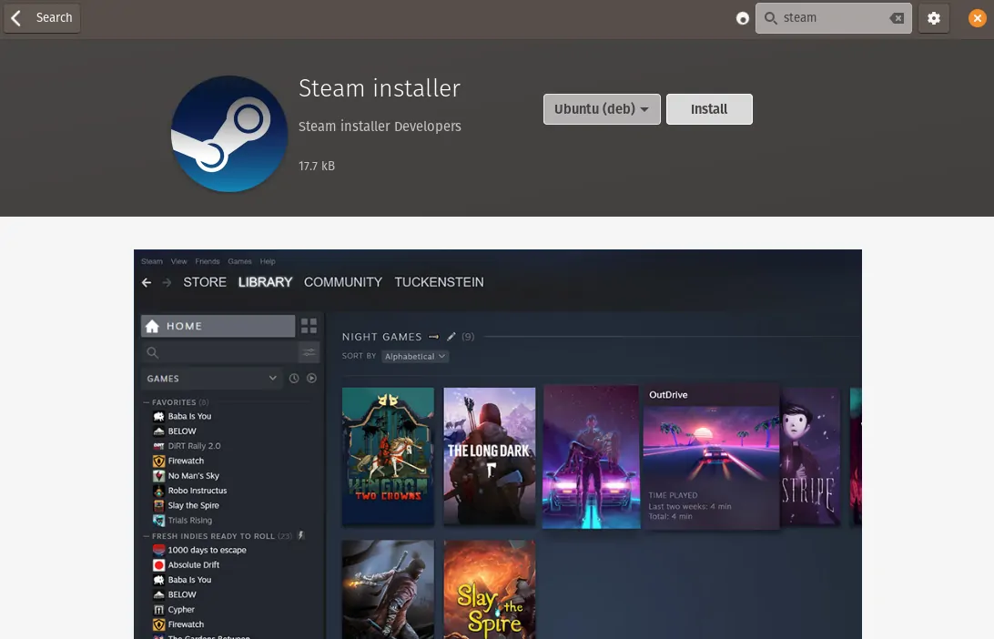 installing steam from software center