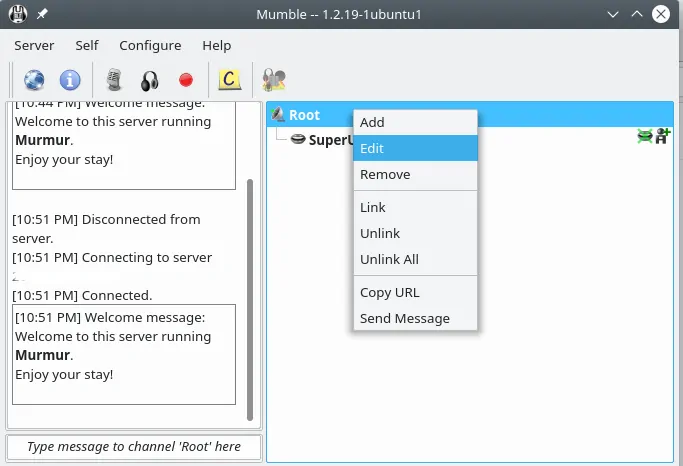 edit the root group in mumble