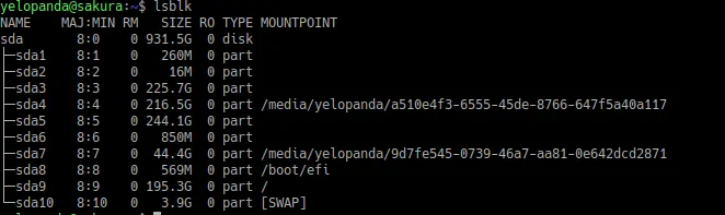 find the mount path of drive lsblk