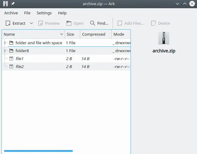 linux unzip zip file using ark gui