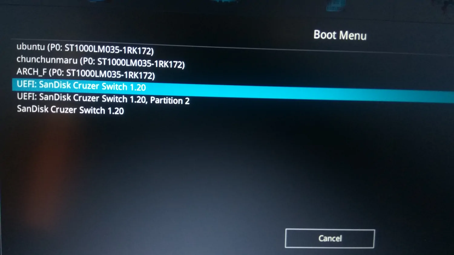 BIOS UEFI screen