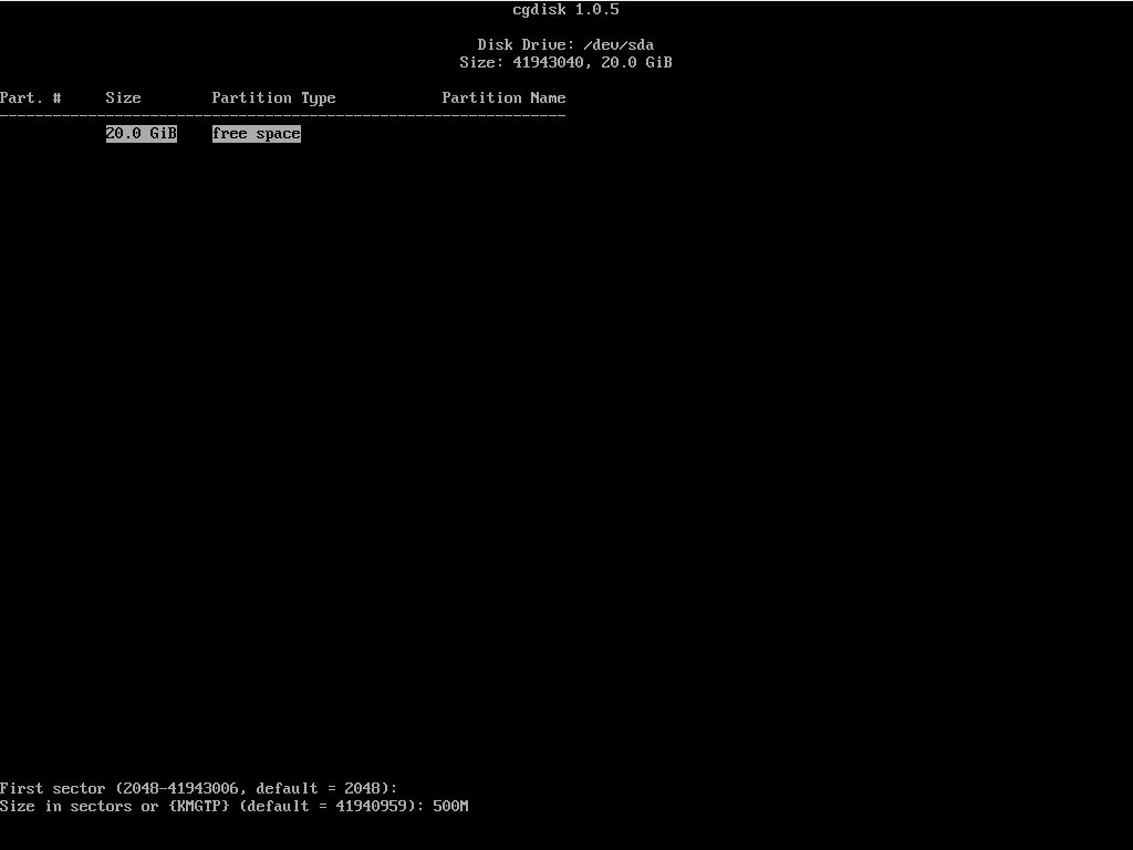 efi partition seleting size